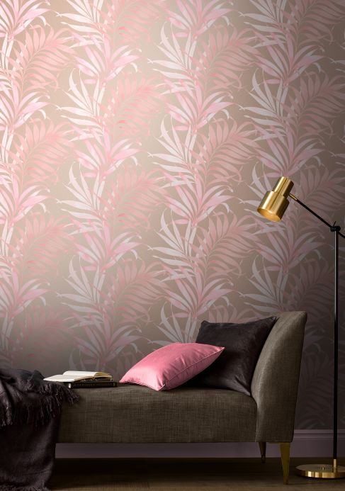 Papel pintado botánico Papel pintado Paradiso rosa claro Ver habitación