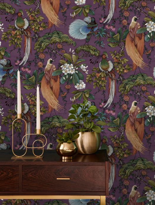 Purple Wallpaper Wallpaper Limosa crimson violet Room View