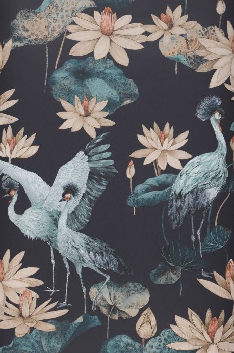 Bird Wallpaper Wallpaper Kimora black blue Roll Width