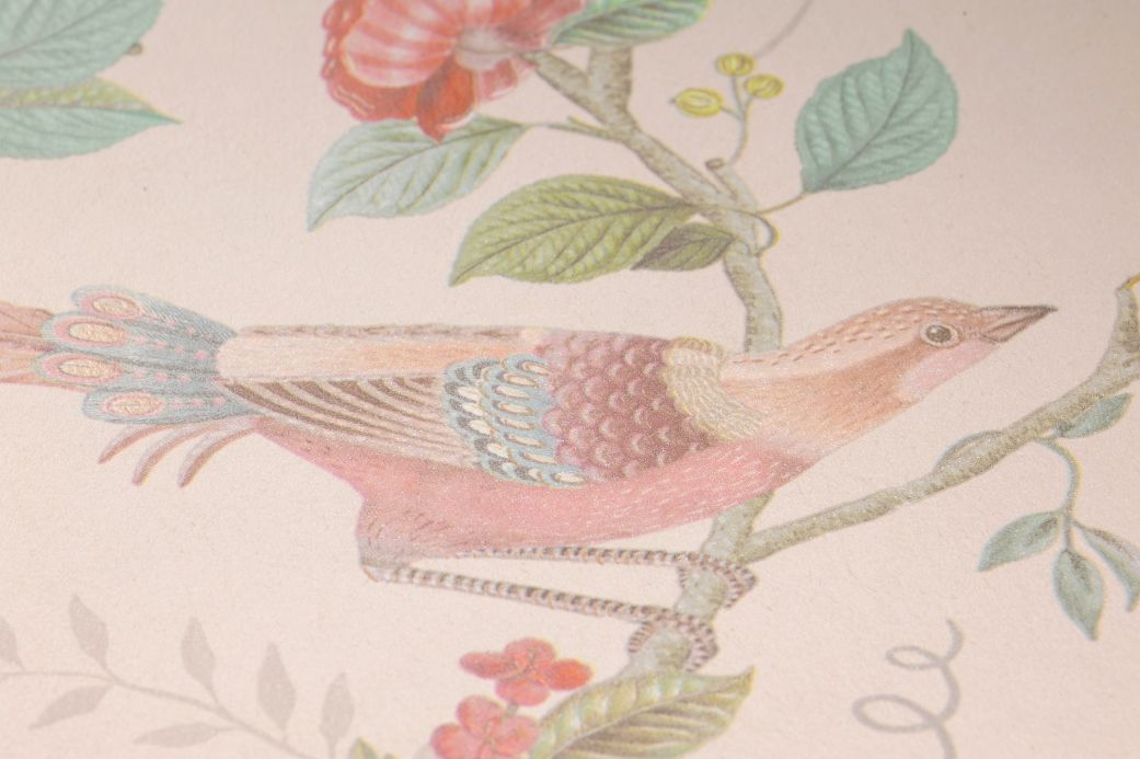 Papier peint avec des oiseaux Papier peint Floribunda coquille d'œuf Vue détail