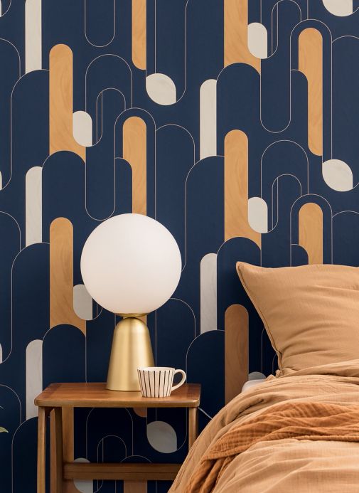 Geometric Wallpaper Wallpaper Morosi dark blue Room View