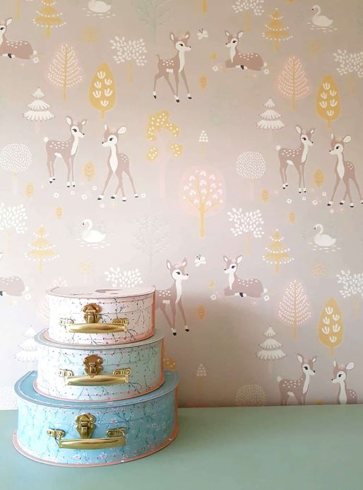 Children’s Wallpaper Wallpaper Golden woods pastel brown Room View
