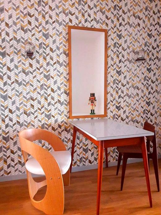 Archiv Wallpaper Herringbone by Porsche pearl gold Room View