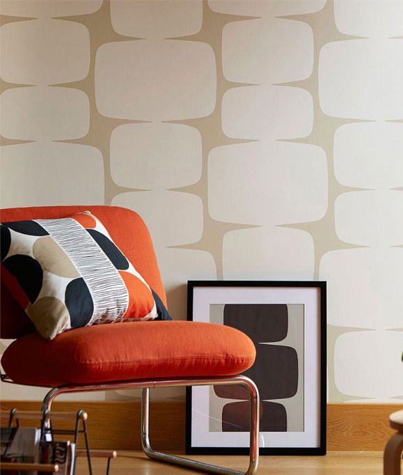 Geometric Wallpaper Wallpaper Waris cream white Room View