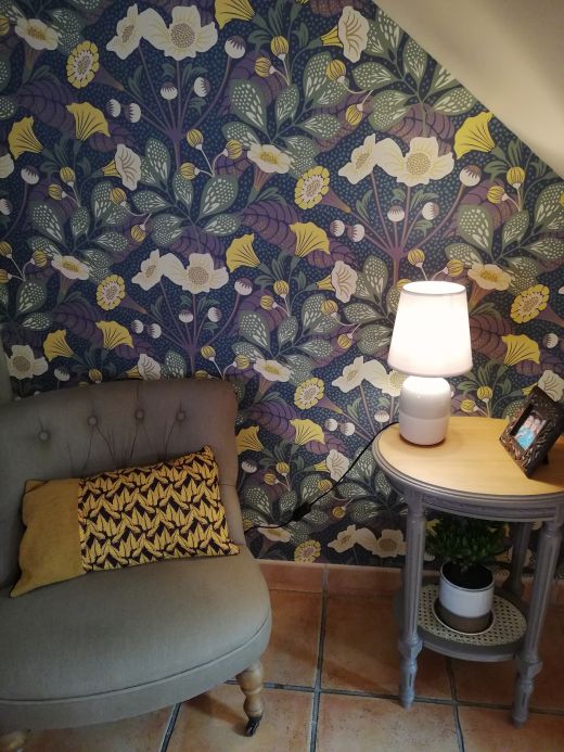 Floral Wallpaper Wallpaper Ancasi blue Room View