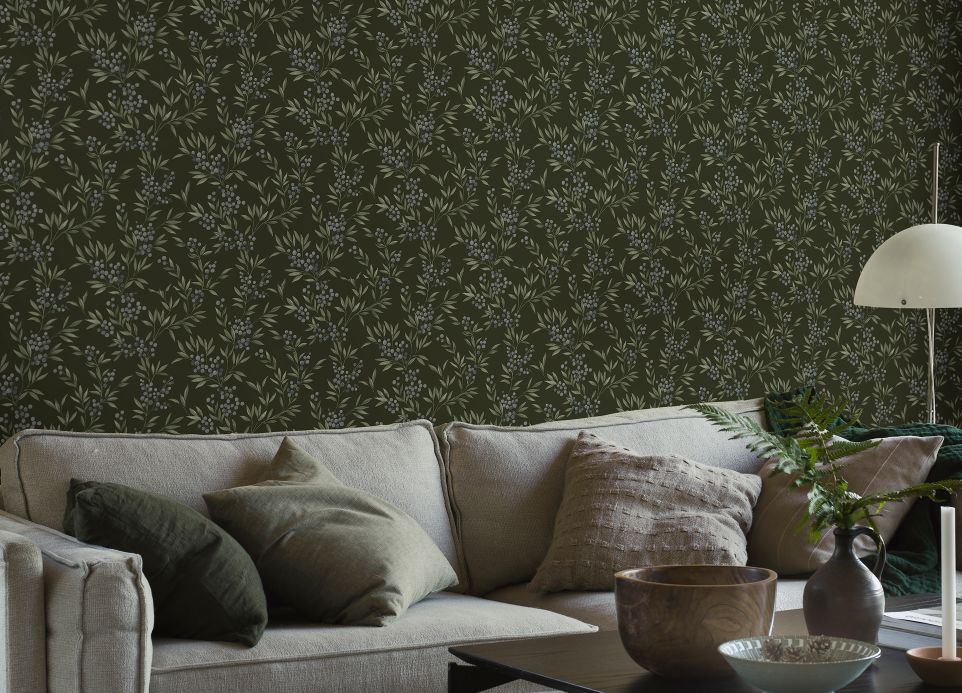 Leaf and Foliage Wallpaper Wallpaper Maria brown-green Room View