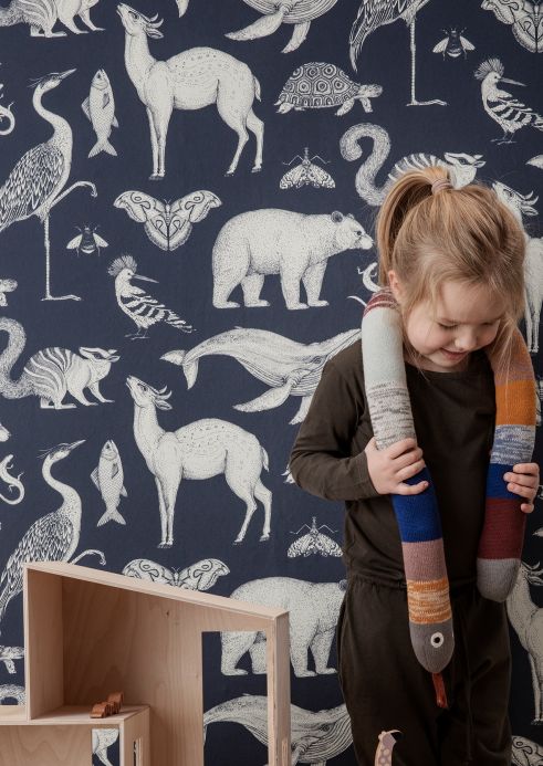 Children’s Wallpaper Wallpaper Animal grey blue Room View