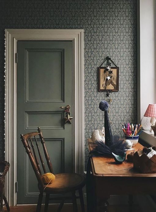 Papel pintado clásico Papel pintado Evolet gris sílex Ver habitación