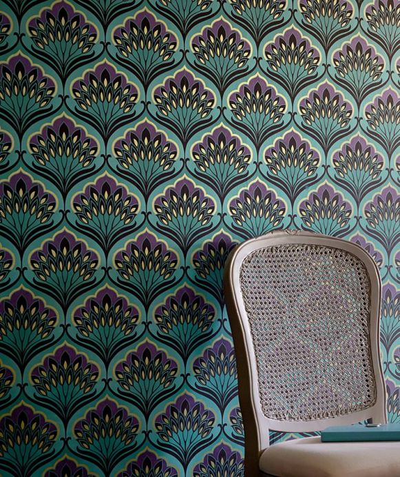 Archiv Wallpaper Perdula turquoise blue Room View