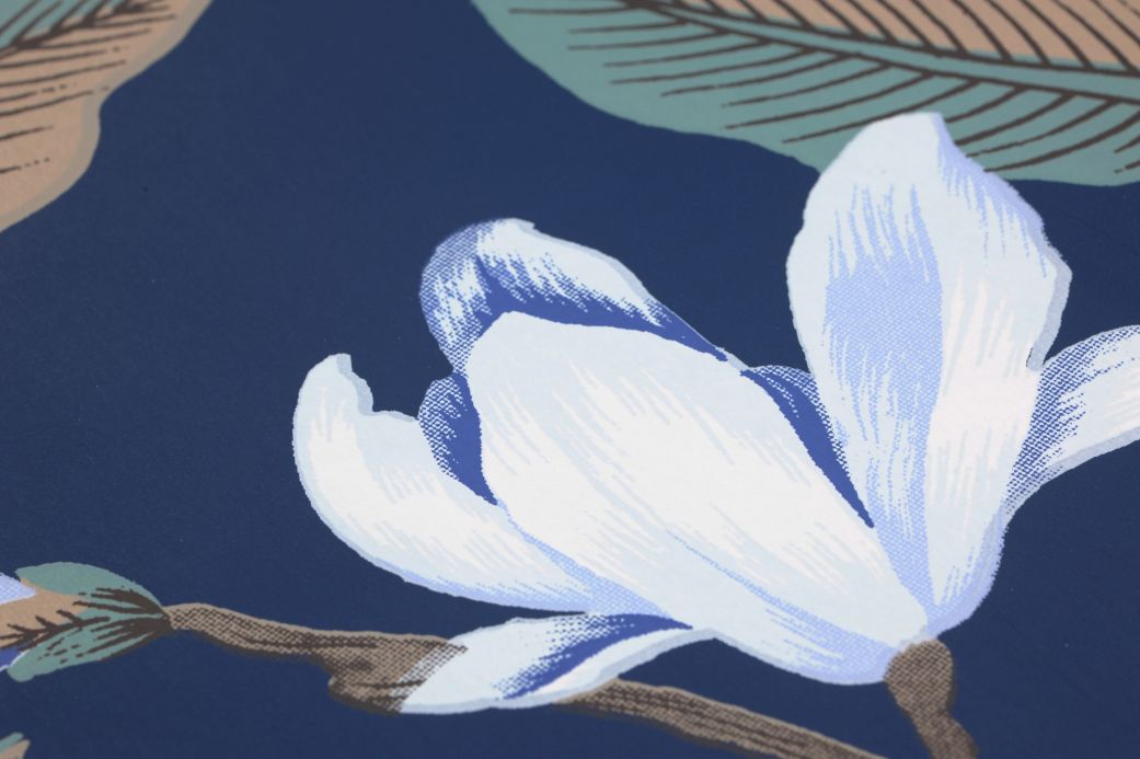 Carta da parati floreale Carta da parati Alba blu scuro Visuale dettaglio