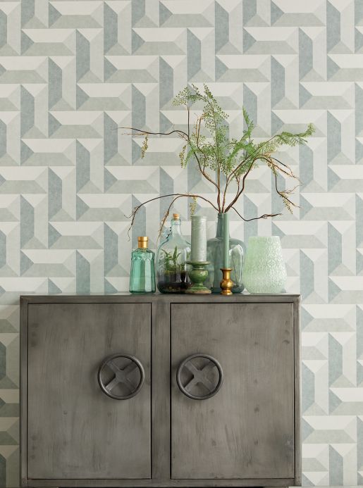 Geometric Wallpaper Wallpaper Rekel moss grey Room View