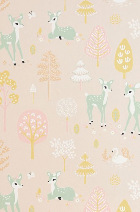 Animal Wallpaper Wallpaper Golden woods pale pink Roll Width