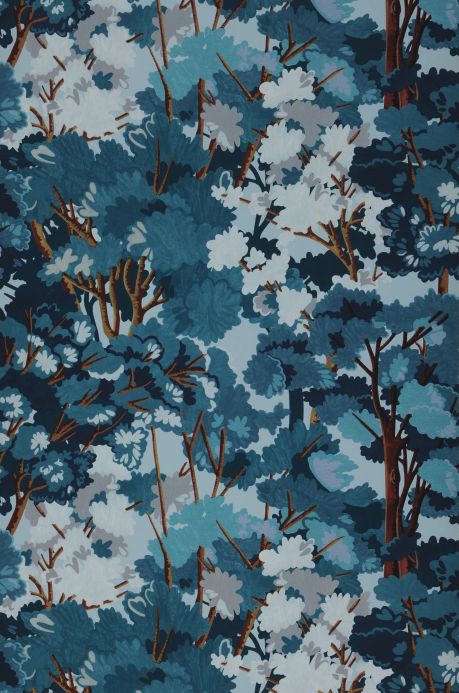 Papel de parede floresta e árvores Papel de parede Hardwood Forest azul turquesa Largura do rolo