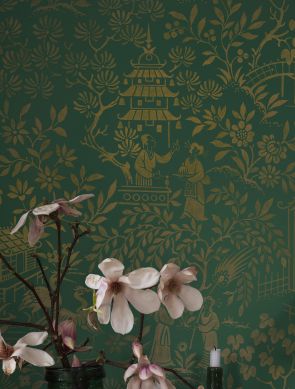 Wallpaper Zen Garden patina green Raumansicht