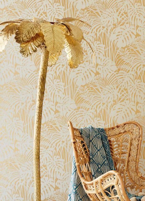 Schlafzimmer Tapeten Tapete Persephone Gold Raumansicht