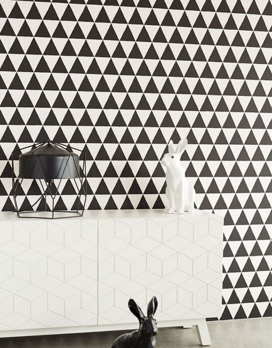 Geometric Wallpaper Wallpaper Eulan black Room View
