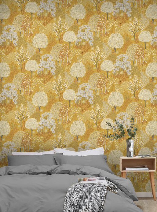 Botanical Wallpaper Wallpaper Aurora golden yellow Room View