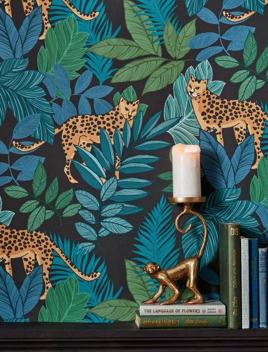 Papel pintado de tigres y leopardos Papel pintado Colombo antracita Ver habitación