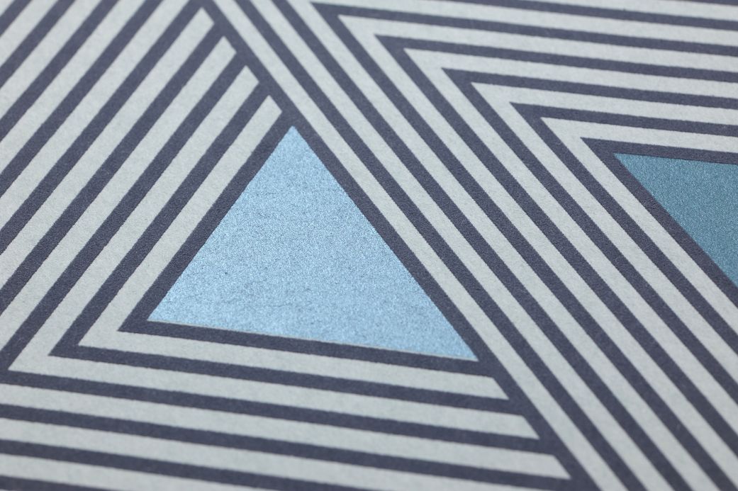 Carta da parati geometrica Carta da parati Elias toni di blu Visuale dettaglio