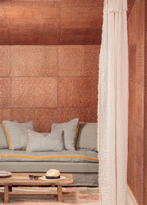 Designer Wallpaper Weave Carribean nut brown Room View
