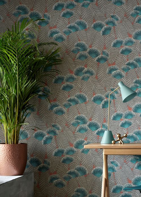 Floral Wallpaper Wallpaper Tambika mint turquoise Room View