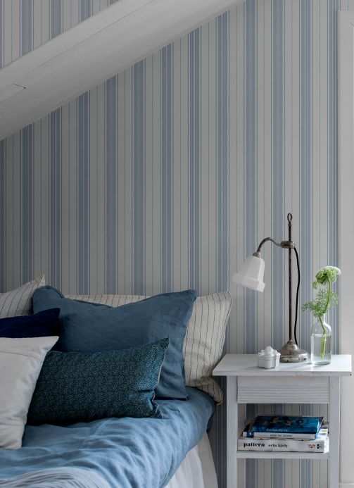 Maritime Wallpaper Wallpaper Valerian light grey blue Room View