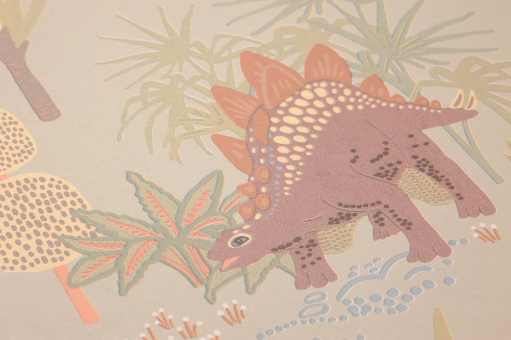 Majvillan Wallpaper Wallpaper Dinosaur Vibes light olive grey Detail View