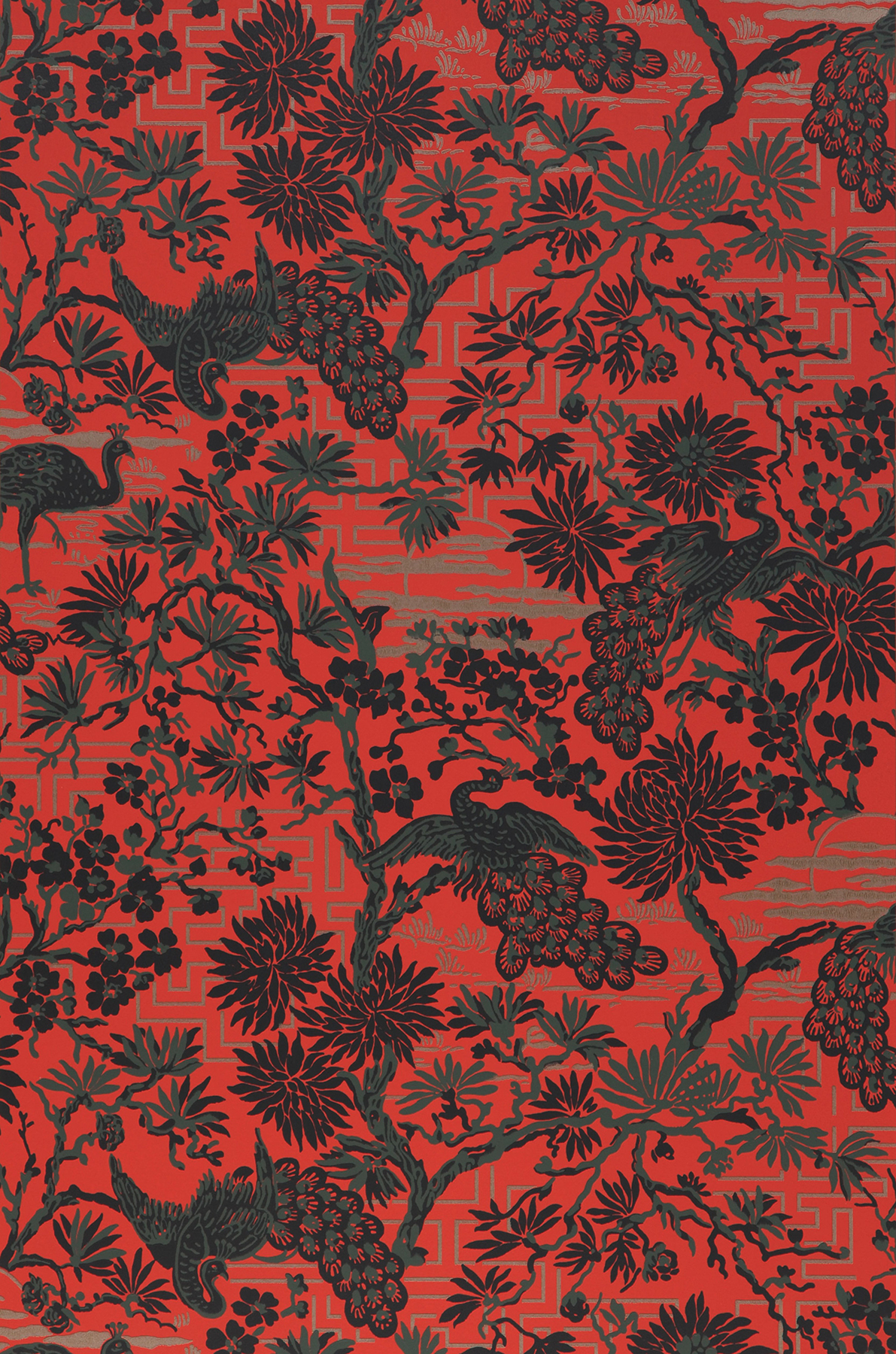 Wallpaper Winsam orient red | Wallpaper from the 70s