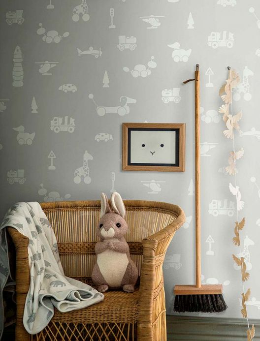 Papel pintado infantil Papel pintado Kivia gris claro Ver habitación