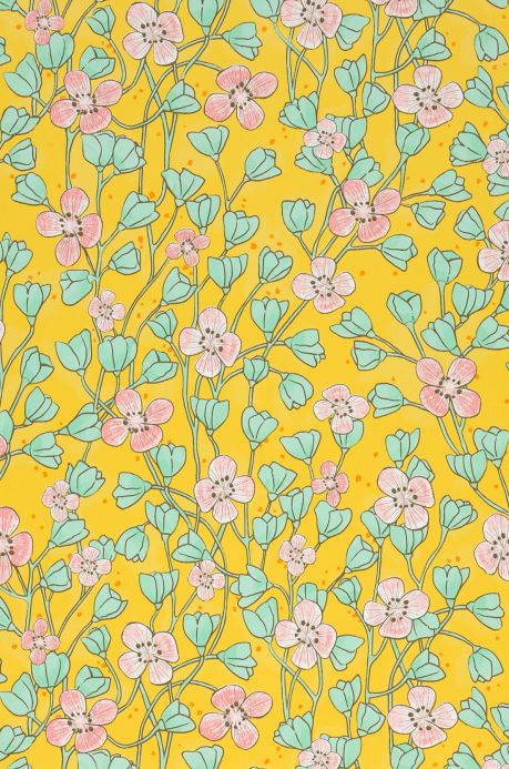 Floral Wallpaper Wallpaper Videnna yellow A4 Detail