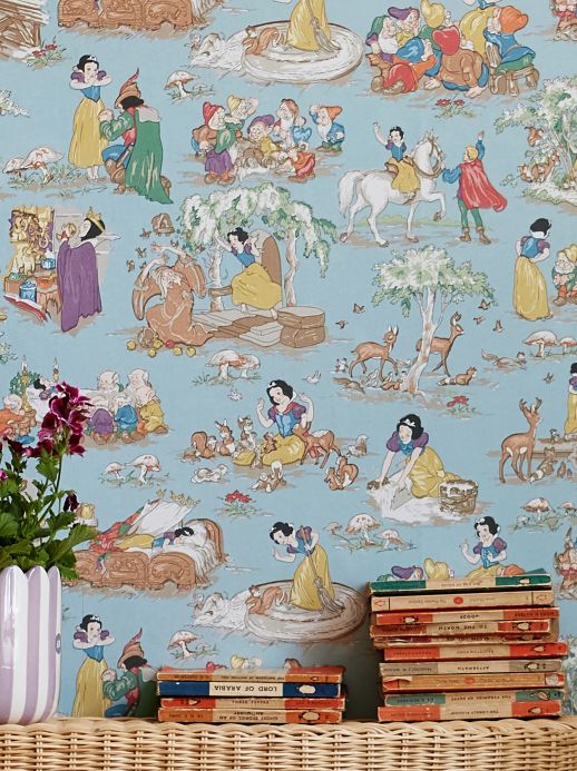 Children’s Wallpaper Wallpaper Snow White light blue grey Room View