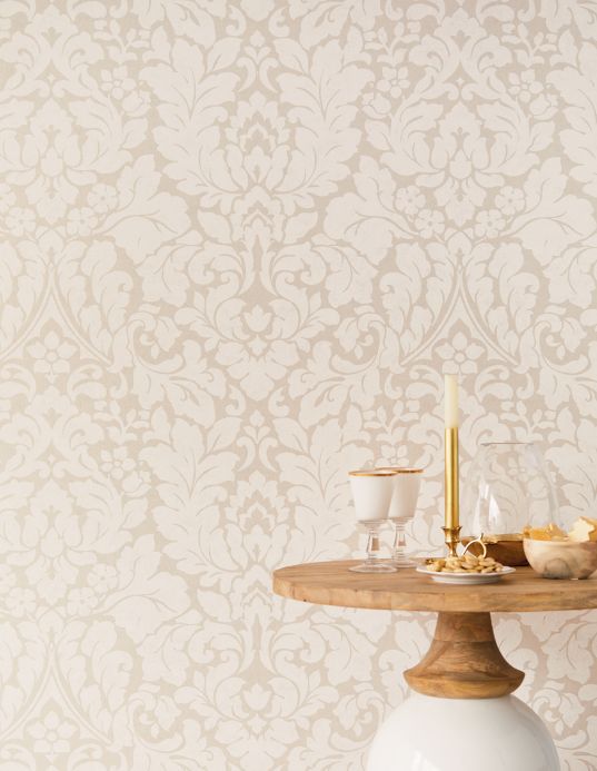 White Wallpaper Wallpaper Lumina cream Room View