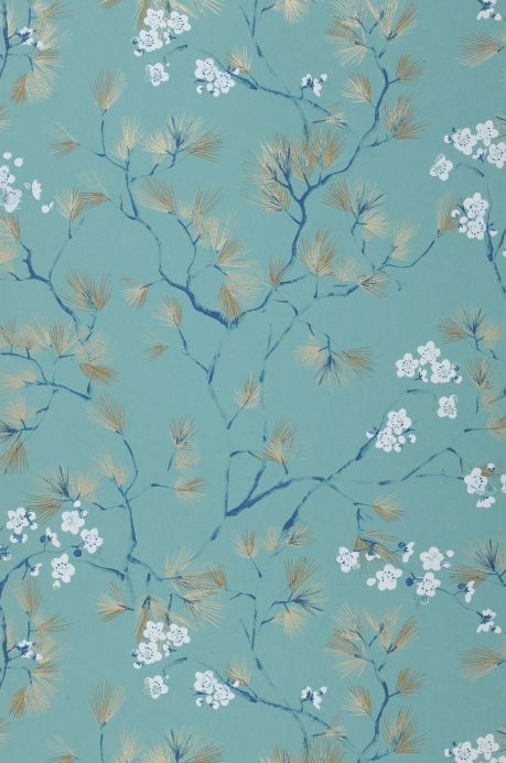 Non-woven Wallpaper Wallpaper Makino mint turquoise Roll Width