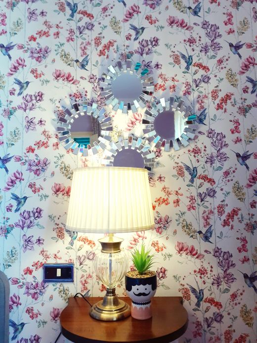 Bird Wallpaper Wallpaper Biala violet tones Room View