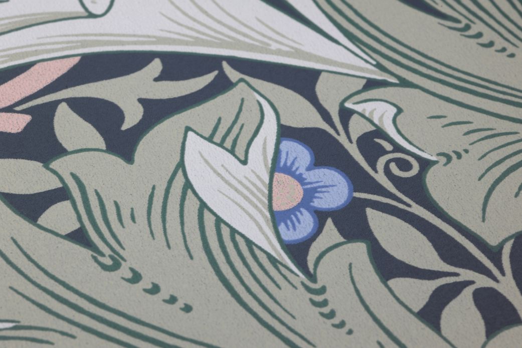 William Morris Tapeten Tapete Yuna Graublau Detailansicht