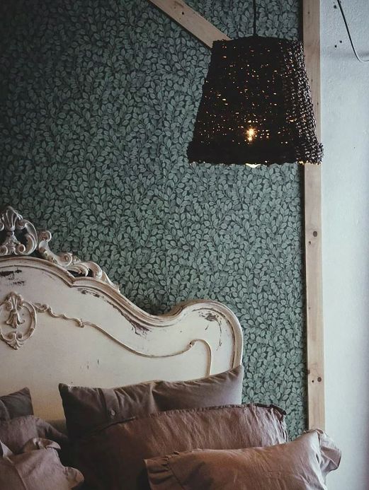 Non-woven Wallpaper Wallpaper Malva pine green Room View