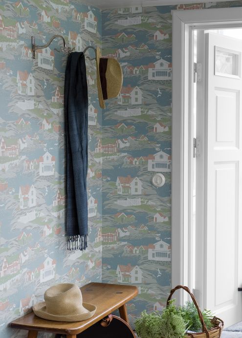 Wallpaper Wallpaper Cordelia light grey blue Room View