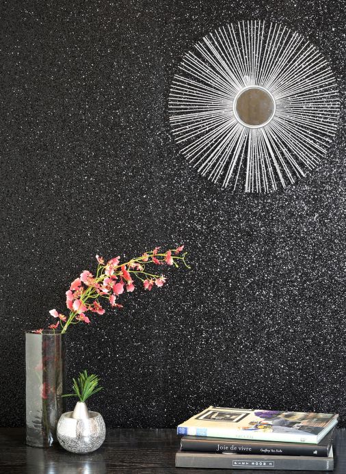 Plain Wallpaper Wallpaper Paragon black glitter Room View