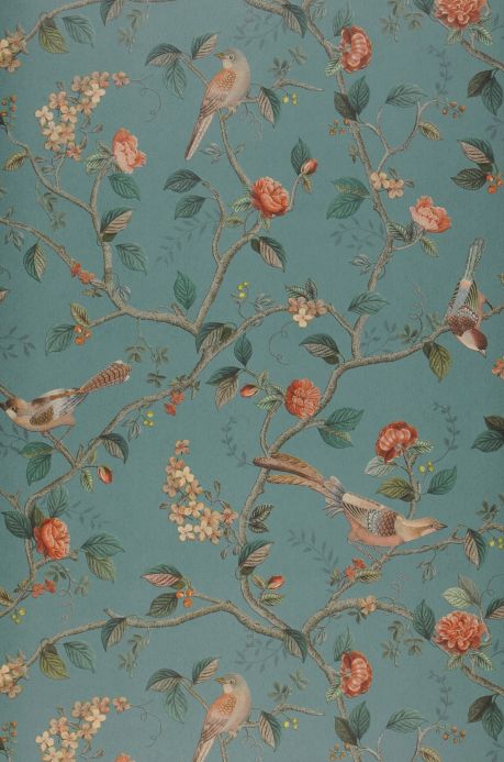 Bird Wallpaper Wallpaper Floribunda turquoise Roll Width
