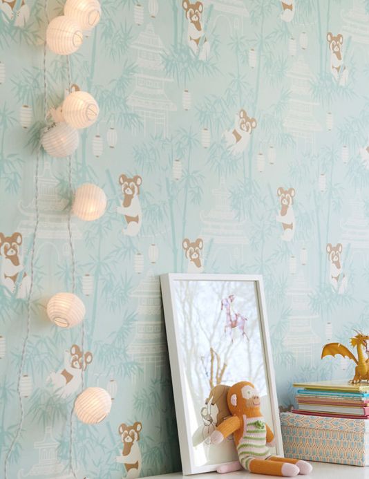 Animal Wallpaper Wallpaper Bambu pastel turquoise Room View