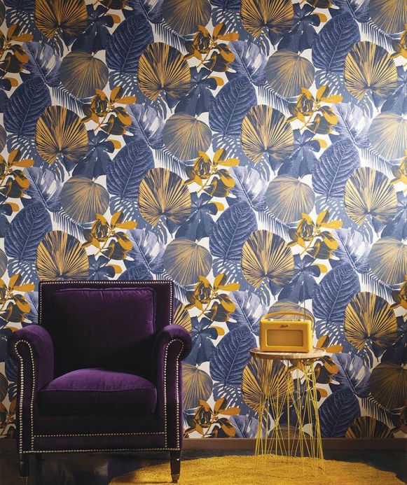 Botanical Wallpaper Wallpaper Venaria violet blue Room View