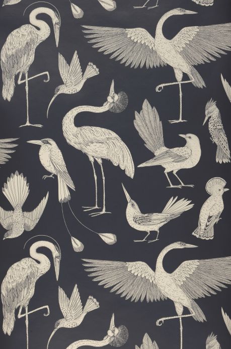 Animal Wallpaper Wallpaper Birds of Happiness dark blue Roll Width