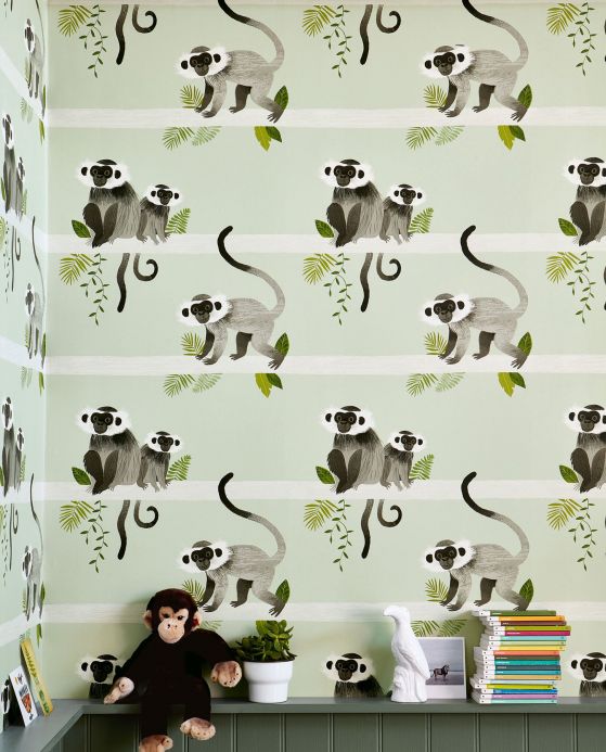 Monkey Wallpaper Wallpaper Trixi shades of green Room View