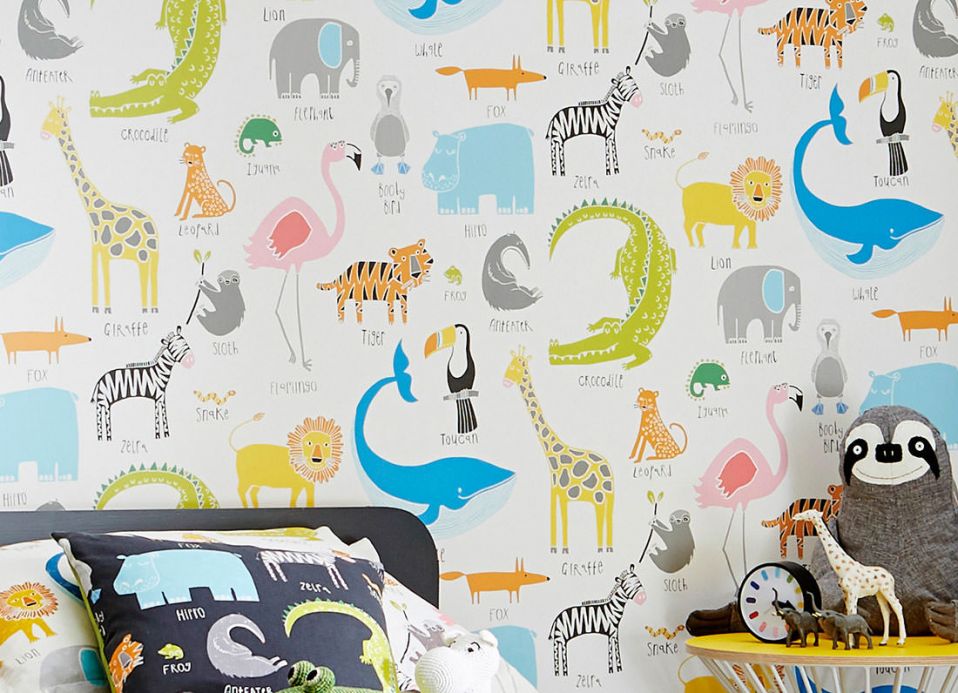 Papel pintado de elefantes Papel pintado My favorite Animals blanco crema Ver habitación