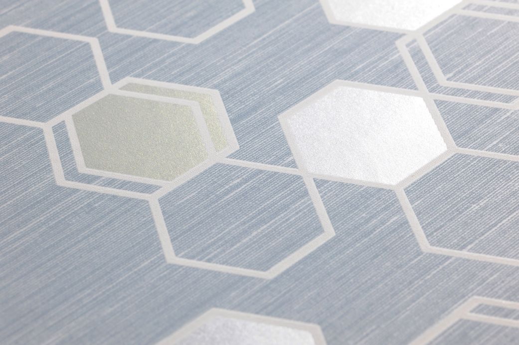 Geometric Wallpaper Wallpaper Portia blue grey Detail View