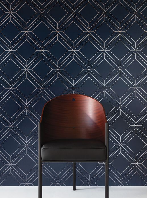Geometric Wallpaper Wallpaper Malekid dark blue Room View