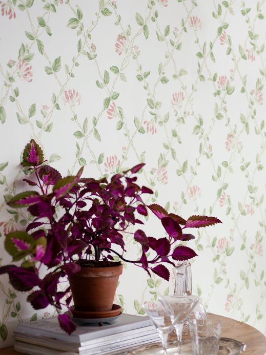 Papel de parede folhas e frondes Papel de parede Midori branco Ver quarto