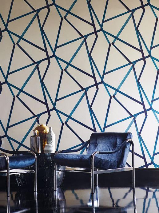 Papel pintado geométrico Papel pintado Holika azul océano Ver habitación