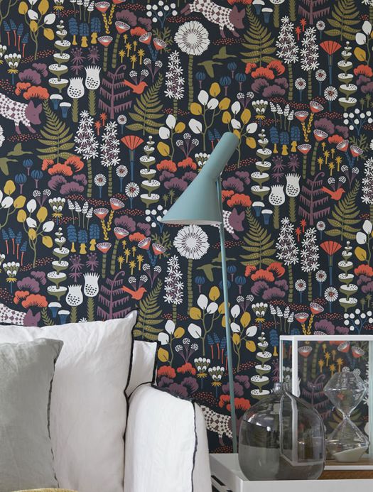 Colours Wallpaper Eurissa anthracite grey Room View