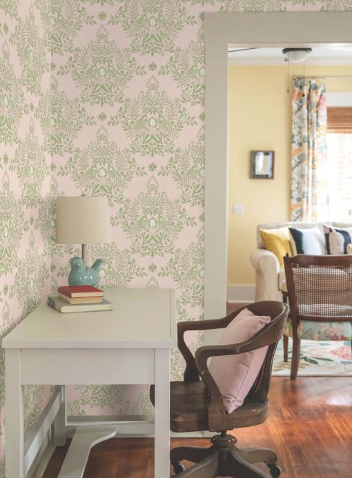 Peel and stick Wallpaper Self-adhesive wallpaper Cottontail Toile pale pink Room View